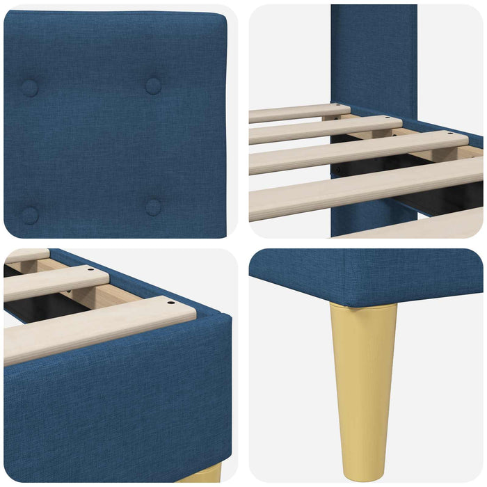 Cadru de pat cu headboard albastru 140 x 190 cm Țesătură - WALTI WALTI