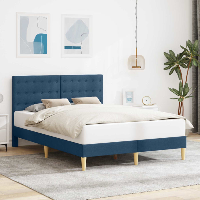 Cadru de pat cu headboard albastru 140 x 190 cm Țesătură - WALTI WALTI