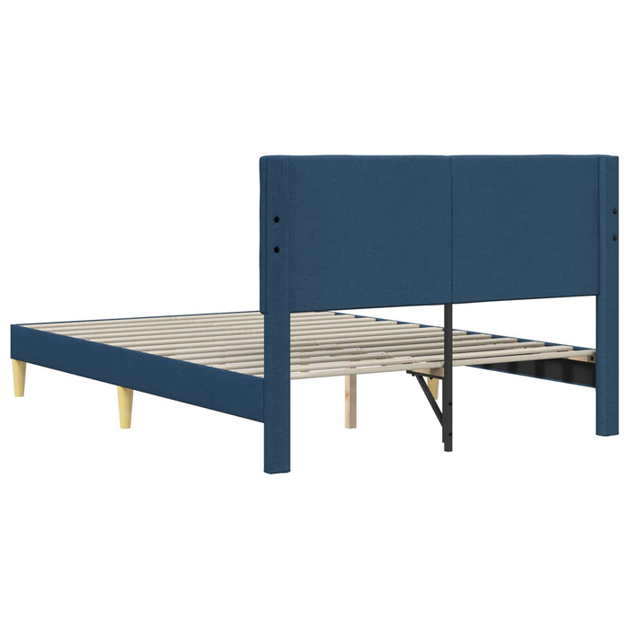 Cadru de pat cu headboard albastru 140 x 190 cm Țesătură - WALTI WALTI