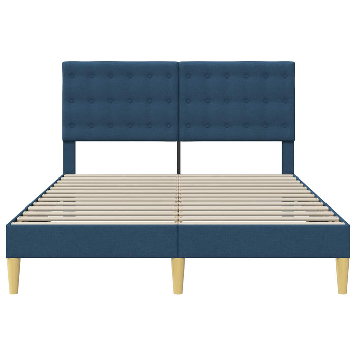 Cadru de pat cu headboard albastru 140 x 190 cm Țesătură - WALTI WALTI