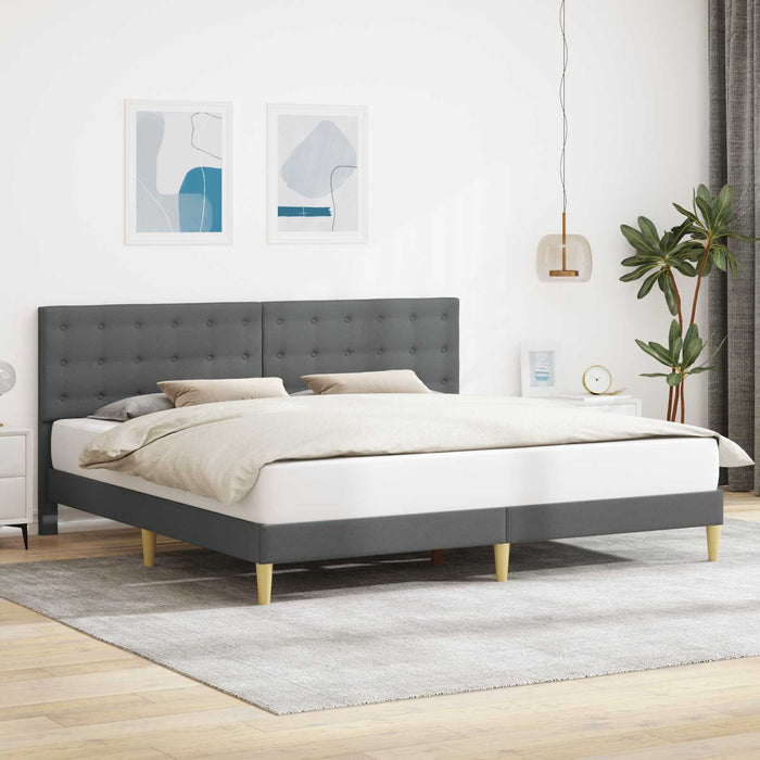 Cadru de pat cu headboard Gri închis 180 x 200 cm Țesătură - WALTI WALTI