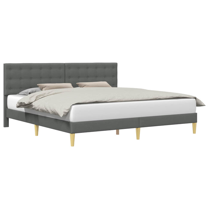 Cadru de pat cu headboard Gri închis 200 x 200 cm Țesătură - WALTI WALTI