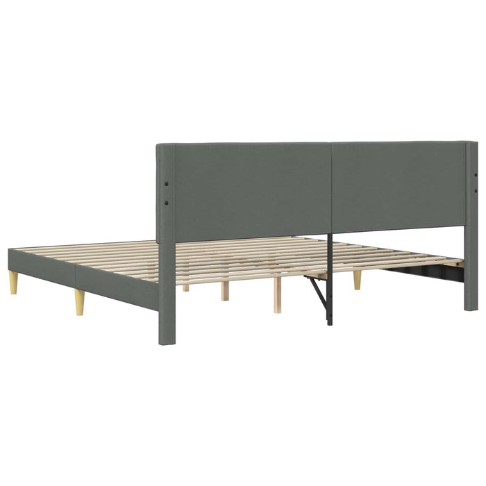 Cadru de pat cu headboard Gri închis 200 x 200 cm Țesătură - WALTI WALTI