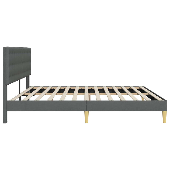 Cadru de pat cu headboard Gri închis 200 x 200 cm Țesătură - WALTI WALTI