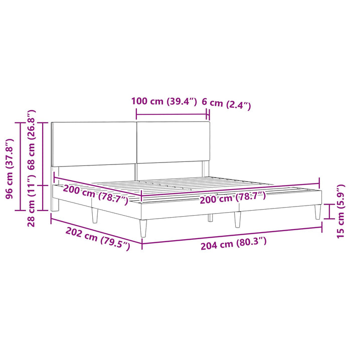 Cadru de pat cu headboard Gri închis 200 x 200 cm Țesătură - WALTI WALTI