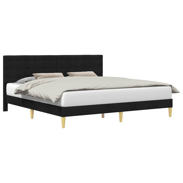 Cadru de pat cu headboard Negru 200 x 200 cm Țesătură - WALTI WALTI