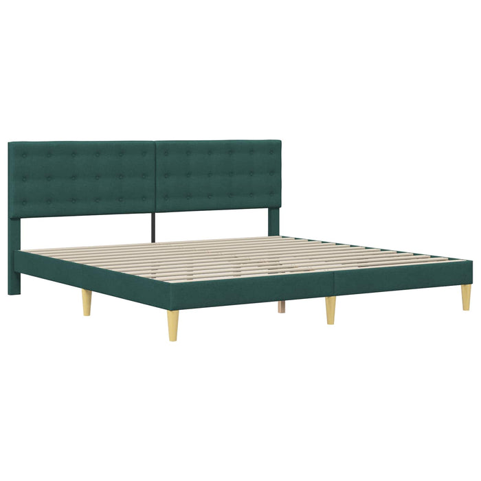 Cadru de pat cu headboard Verde închis 200 x 200 cm Țesătură - WALTI WALTI