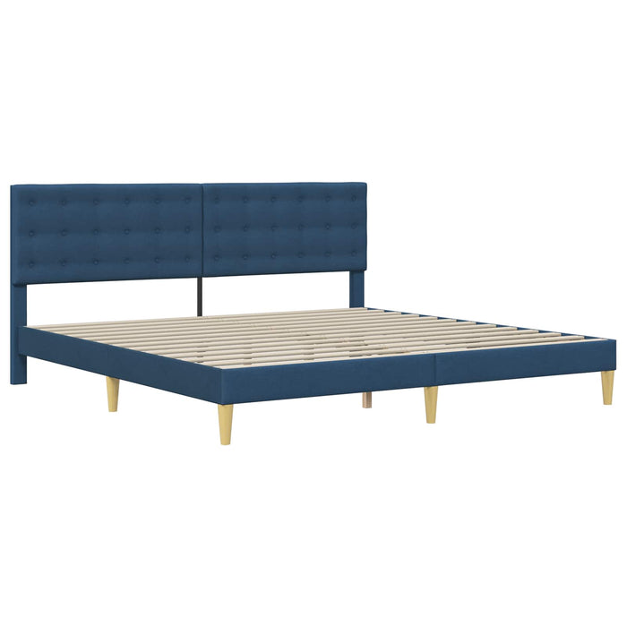 Cadru de pat cu headboard albastru 200 x 200 cm Țesătură - WALTI WALTI