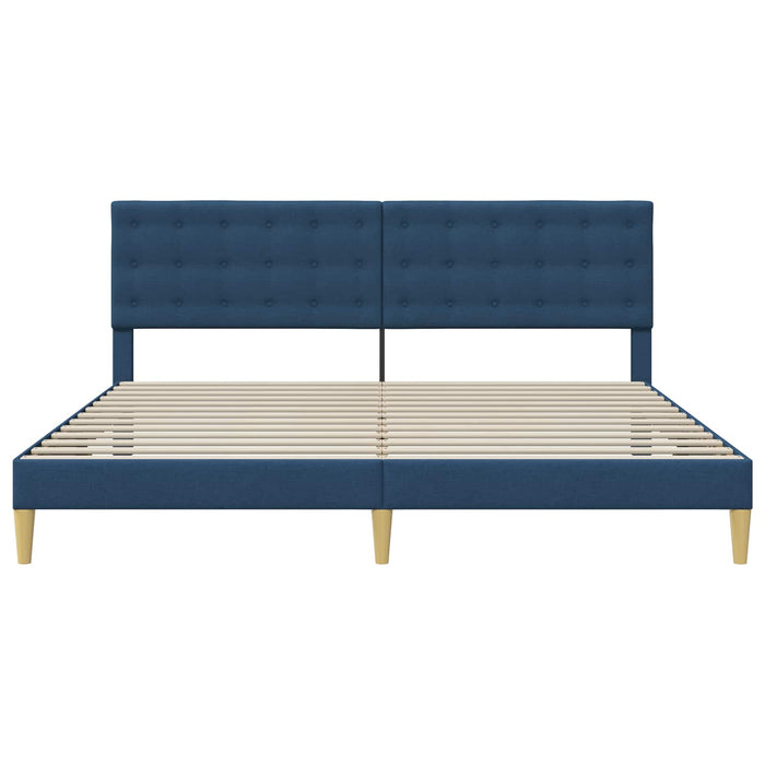 Cadru de pat cu headboard albastru 200 x 200 cm Țesătură - WALTI WALTI