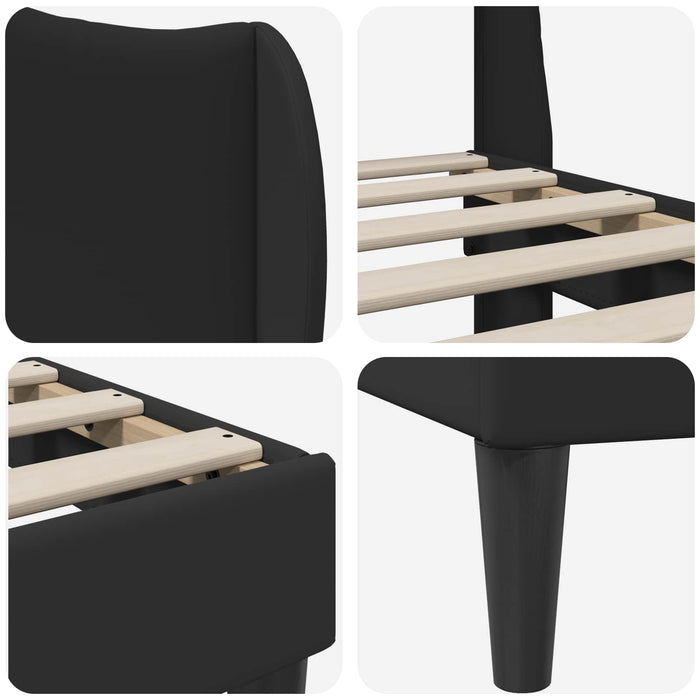 Cadru de pat cu headboard Negru 90 x 200 cm Piele artificială WALTI