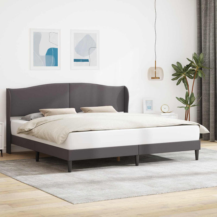 Cadru de pat cu headboard Gri 200 x 200 cm Piele artificială - WALTI WALTI