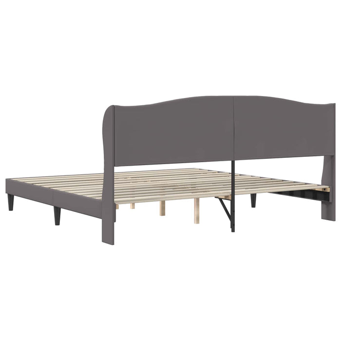 Cadru de pat cu headboard Gri 200 x 200 cm Piele artificială - WALTI WALTI