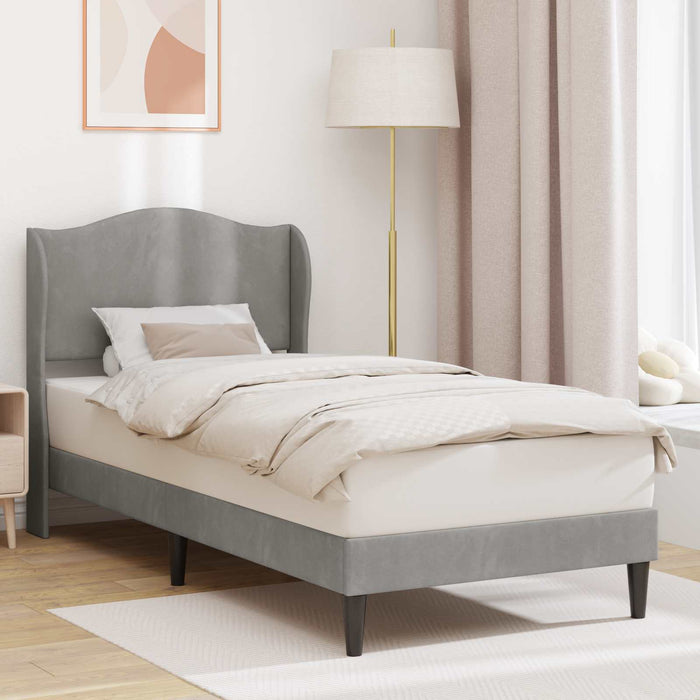 Cadru de pat cu headboard Gri deschis 90 x 190 cm Catifea WALTI