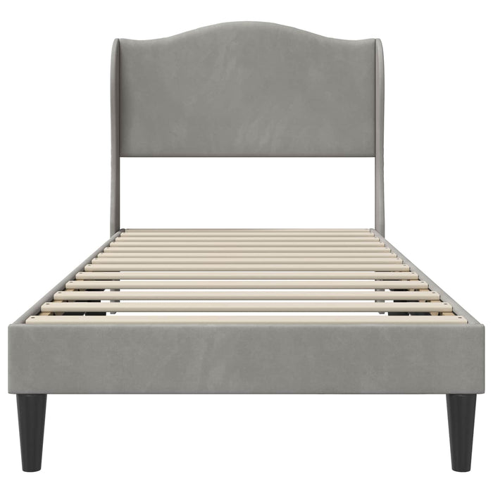 Cadru de pat cu headboard Gri deschis 90 x 190 cm Catifea WALTI