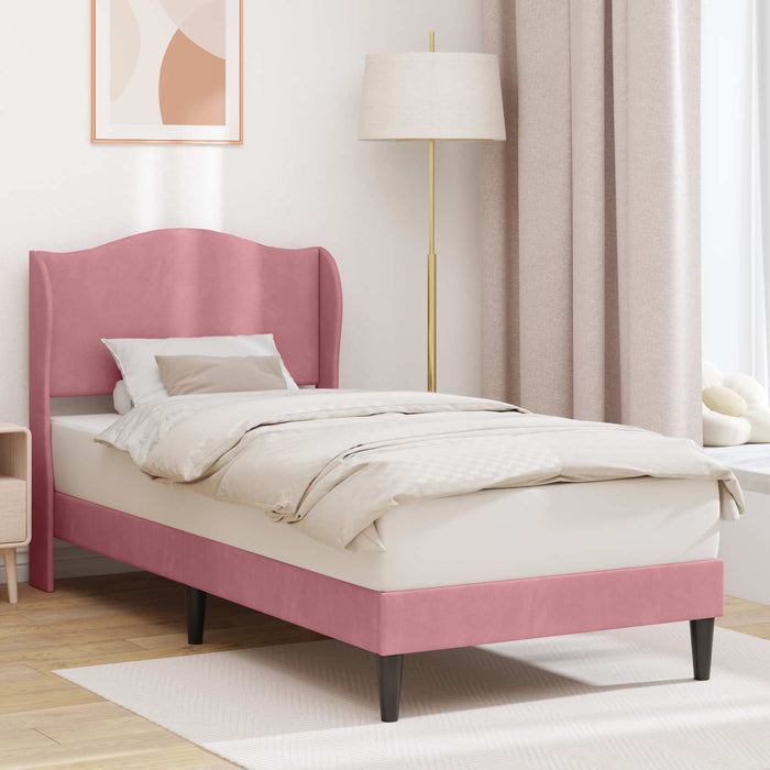 Cadru de pat cu headboard Roz 90 x 190 cm Catifea WALTI