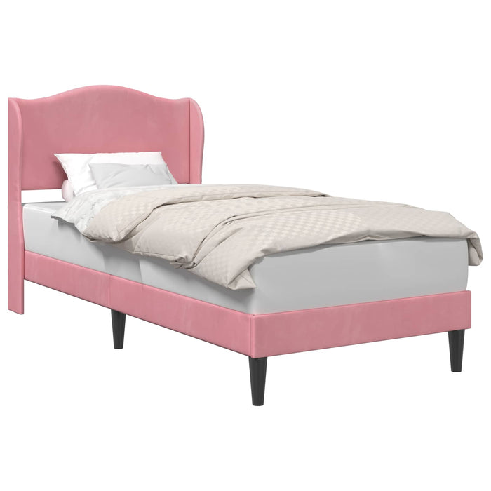 Cadru de pat cu headboard Roz 90 x 190 cm Catifea WALTI