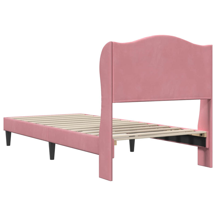 Cadru de pat cu headboard Roz 90 x 190 cm Catifea WALTI