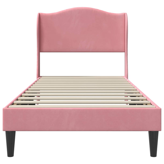 Cadru de pat cu headboard Roz 90 x 190 cm Catifea WALTI