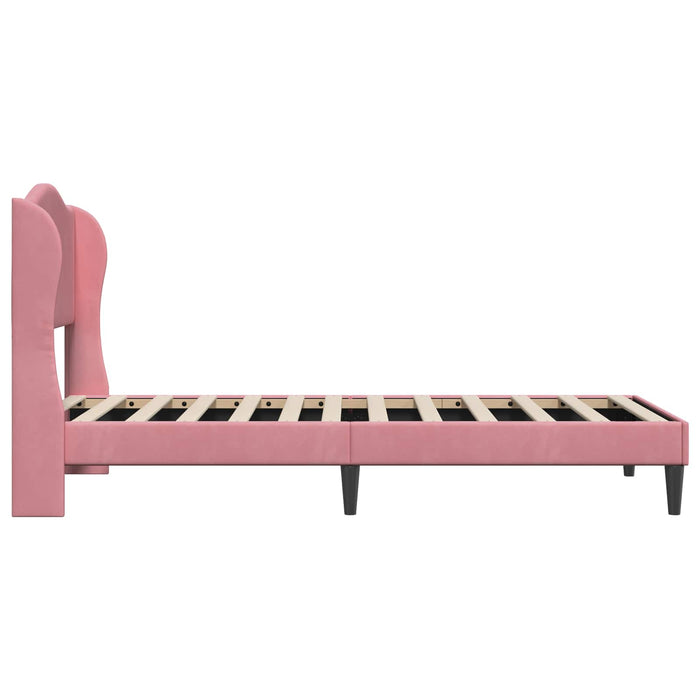 Cadru de pat cu headboard Roz 90 x 190 cm Catifea WALTI
