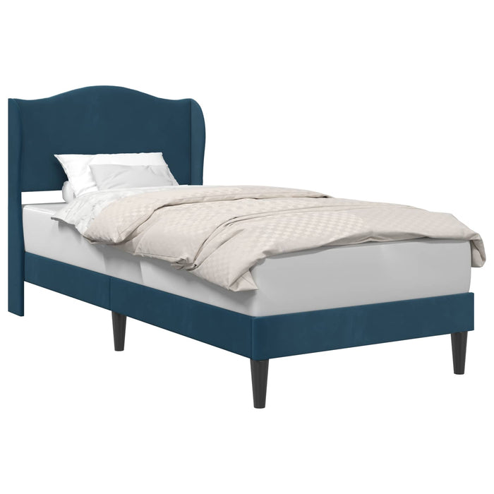 Cadru de pat cu headboard albastru 90 x 190 cm Catifea - WALTI WALTI