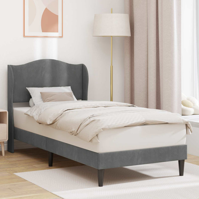 Cadru de pat cu headboard Gri închis 90 x 200 cm Catifea WALTI