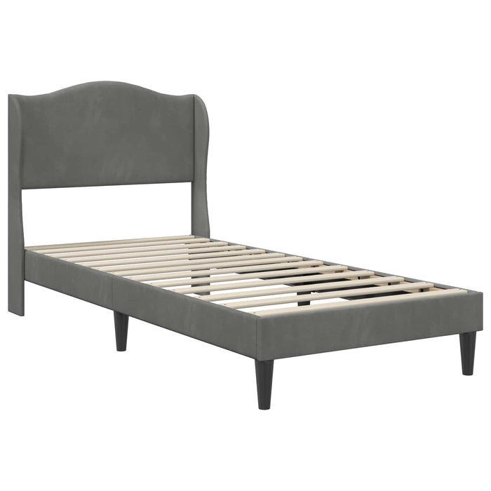 Cadru de pat cu headboard Gri închis 90 x 200 cm Catifea WALTI