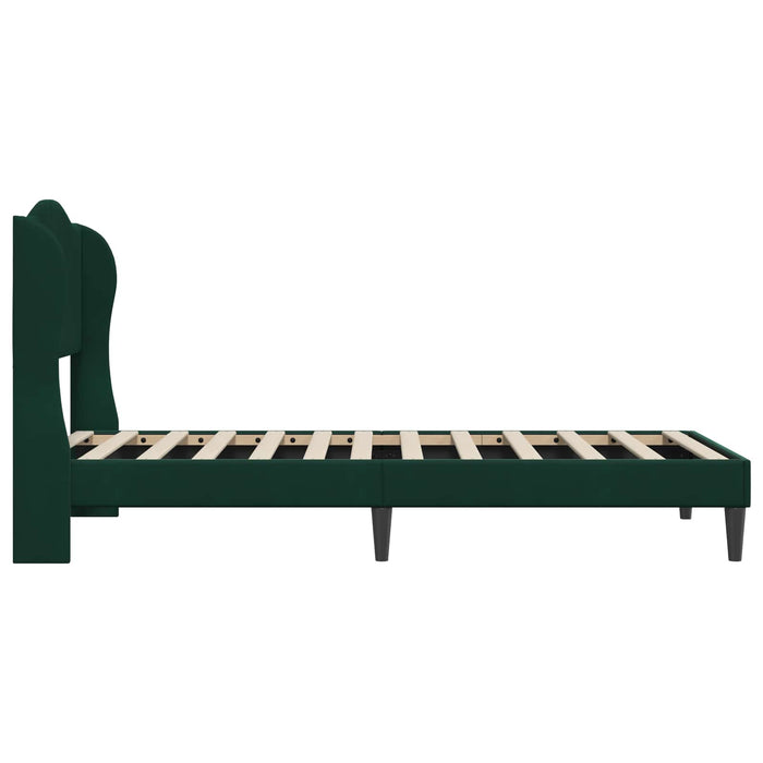 Cadru de pat cu headboard Verde închis 90 x 200 cm Catifea - WALTI WALTI