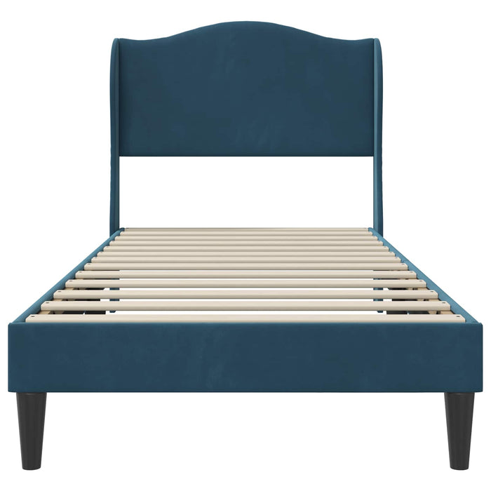 Cadru de pat cu headboard albastru 90 x 200 cm Catifea - WALTI WALTI