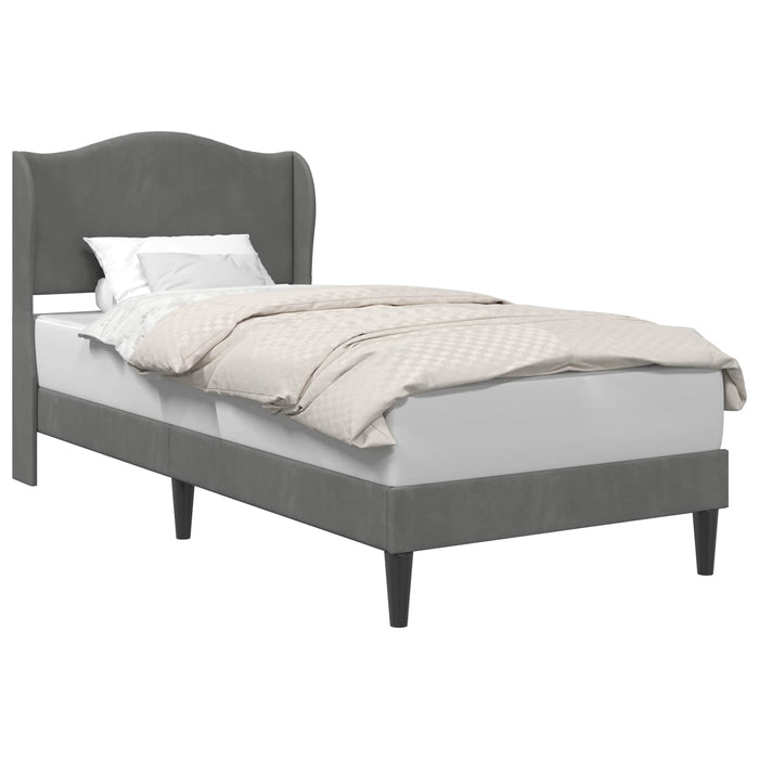 Cadru de pat cu headboard Gri închis 100 x 200 cm Catifea WALTI