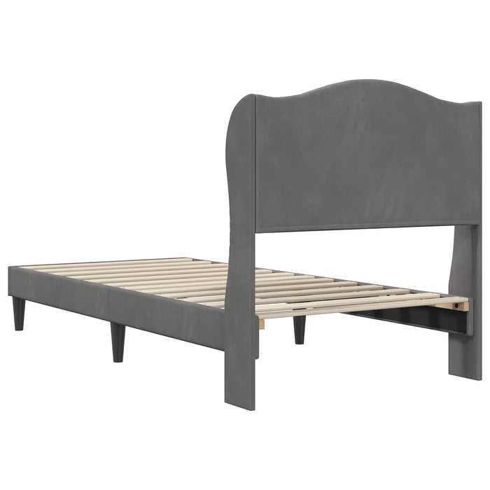 Cadru de pat cu headboard Gri închis 100 x 200 cm Catifea WALTI