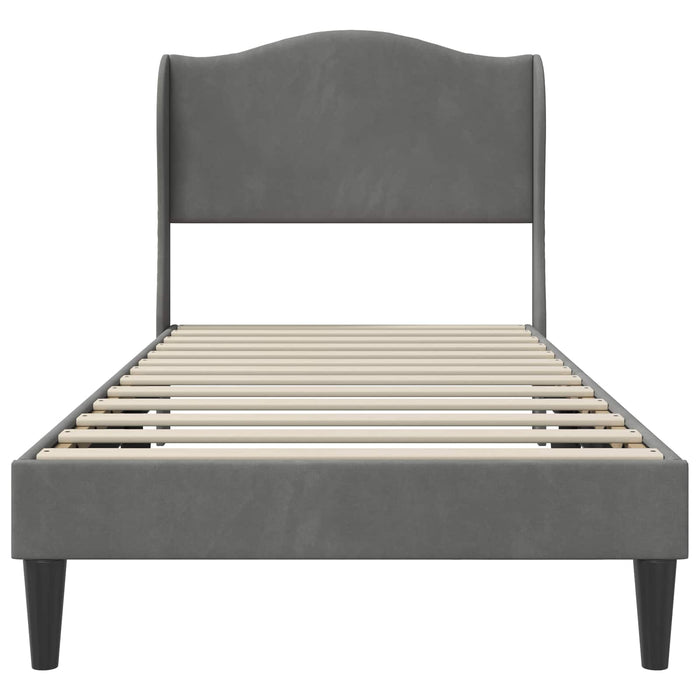 Cadru de pat cu headboard Gri închis 100 x 200 cm Catifea WALTI