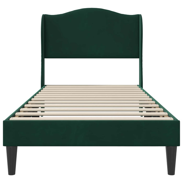 Cadru de pat cu headboard Verde închis 100 x 200 cm Catifea - WALTI WALTI