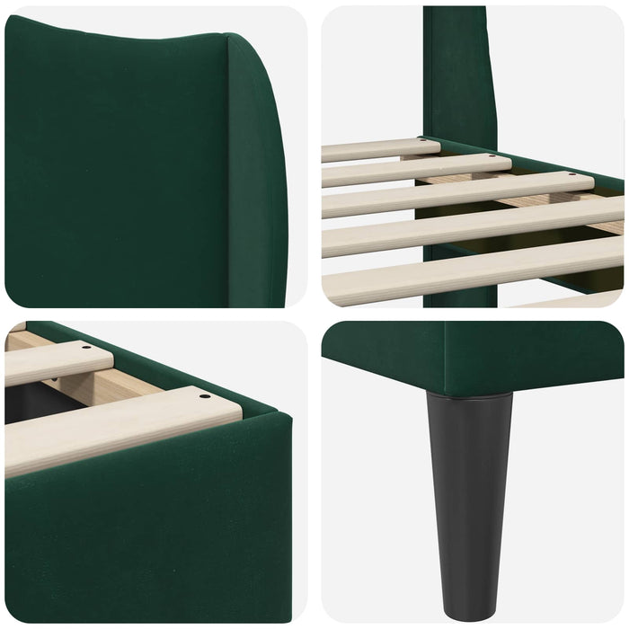 Cadru de pat cu headboard Verde închis 120 x 200 cm Catifea WALTI