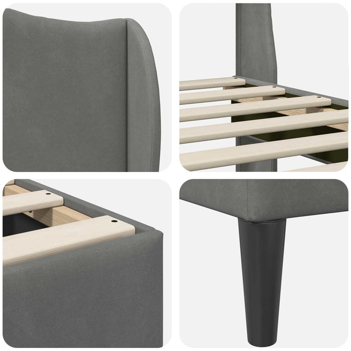 Cadru de pat cu headboard Gri închis 140 x 190 cm Catifea WALTI