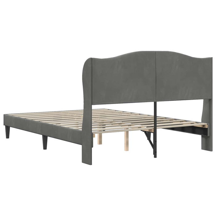 Cadru de pat cu headboard Gri închis 140 x 190 cm Catifea WALTI