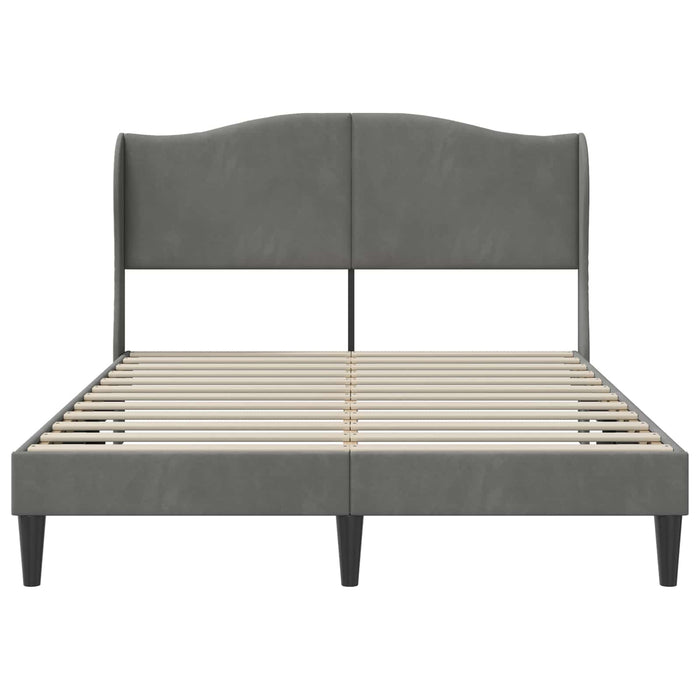 Cadru de pat cu headboard Gri închis 140 x 190 cm Catifea WALTI