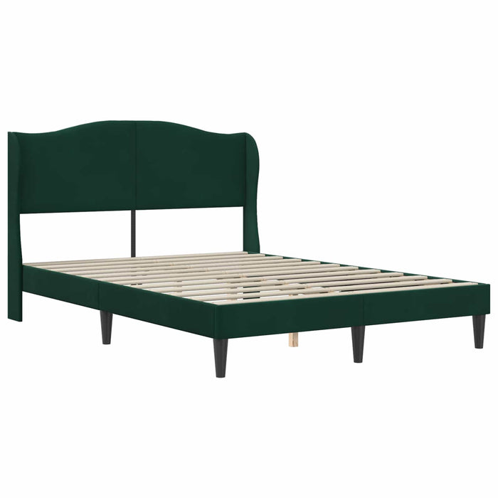 Cadru de pat cu headboard Verde închis 140 x 190 cm Catifea WALTI