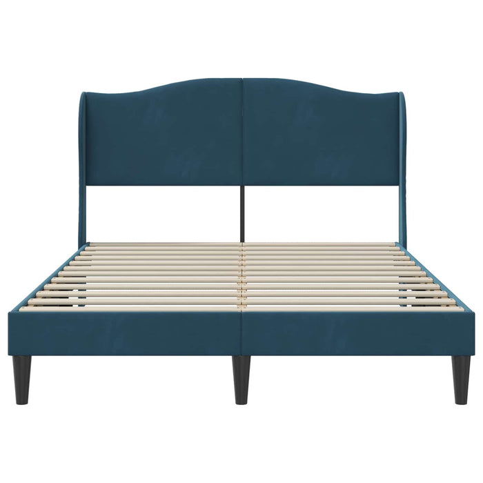 Cadru de pat cu headboard albastru 140 x 190 cm Catifea WALTI
