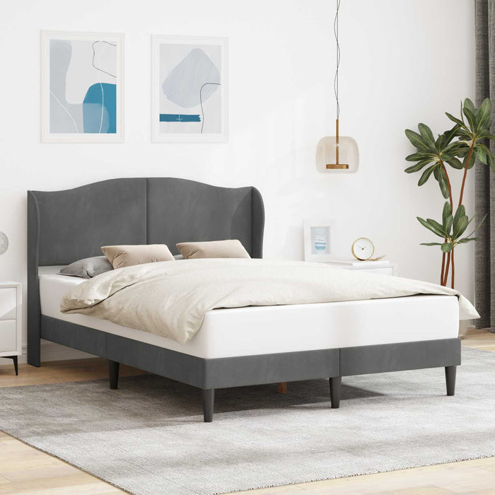 Cadru de pat cu headboard Gri închis 140 x 200 cm Catifea WALTI
