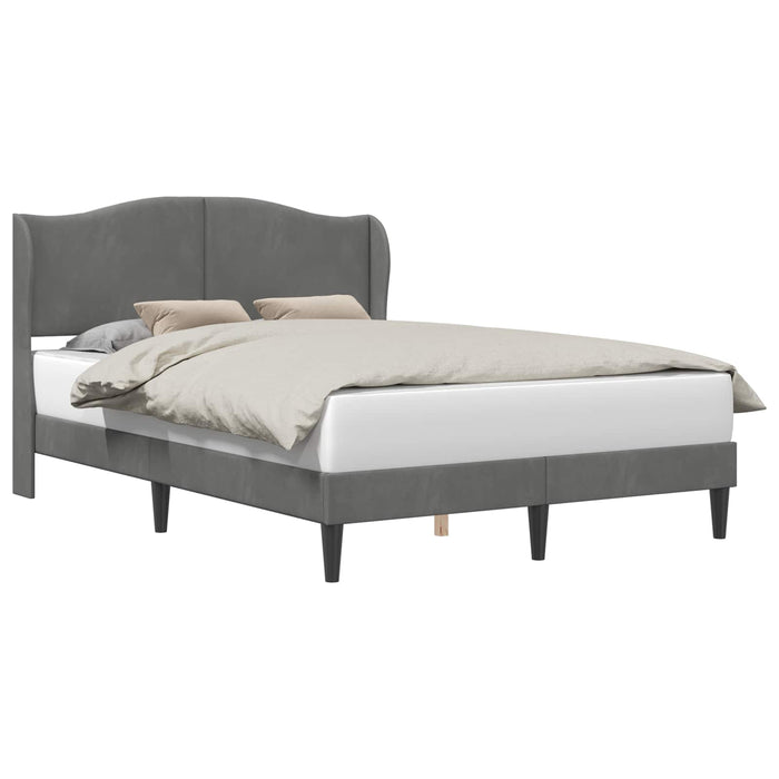Cadru de pat cu headboard Gri închis 140 x 200 cm Catifea WALTI