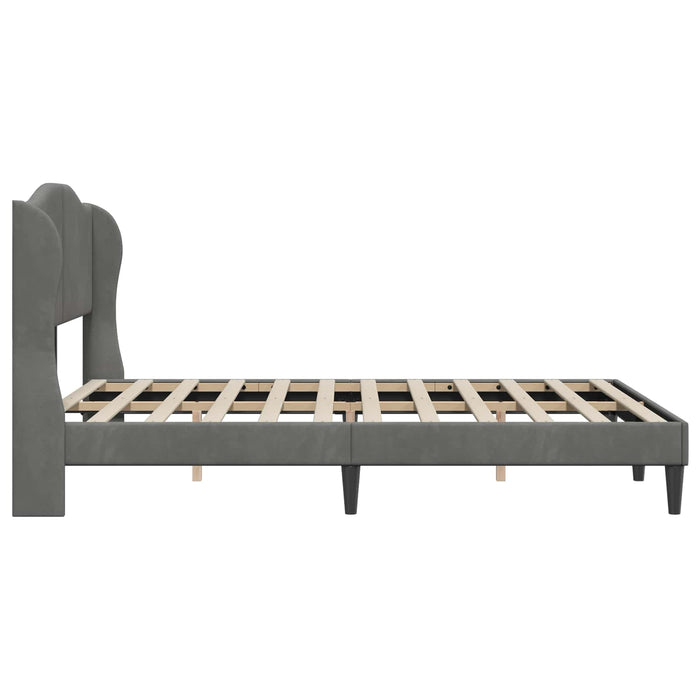 Cadru de pat cu headboard Gri închis 140 x 200 cm Catifea WALTI