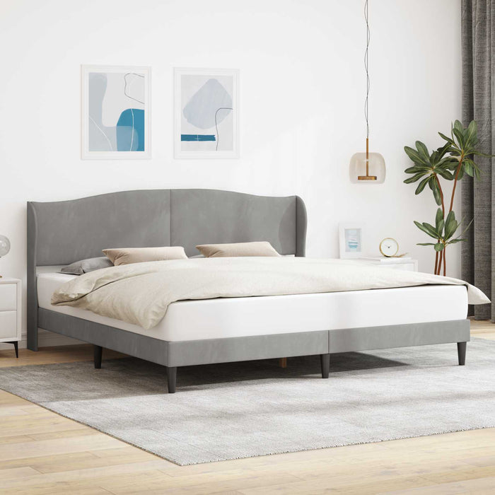 Cadru de pat cu headboard Gri deschis 180 x 200 cm Catifea WALTI