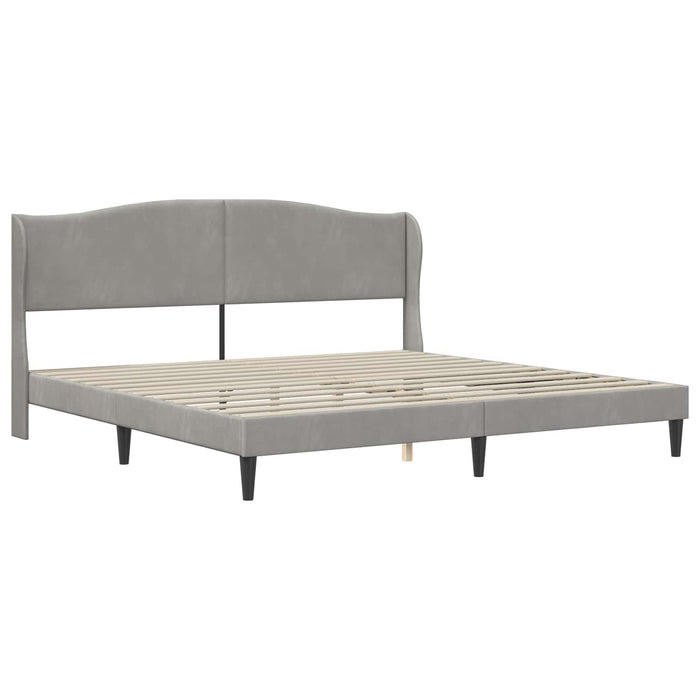 Cadru de pat cu headboard Gri deschis 180 x 200 cm Catifea WALTI