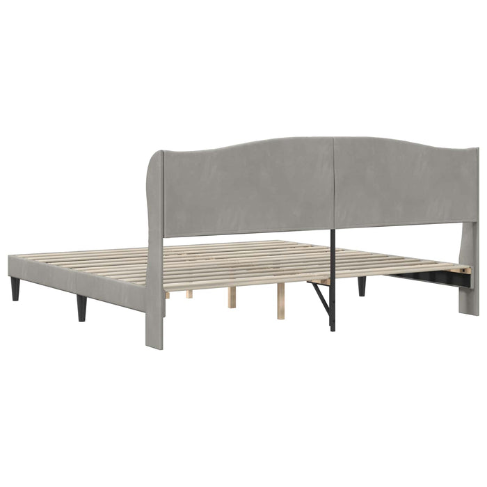 Cadru de pat cu headboard Gri deschis 180 x 200 cm Catifea WALTI