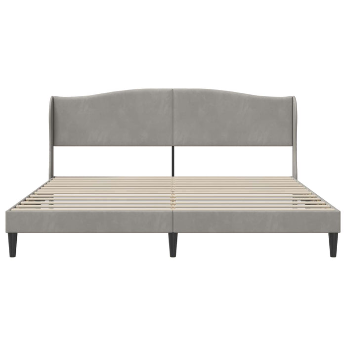 Cadru de pat cu headboard Gri deschis 180 x 200 cm Catifea WALTI
