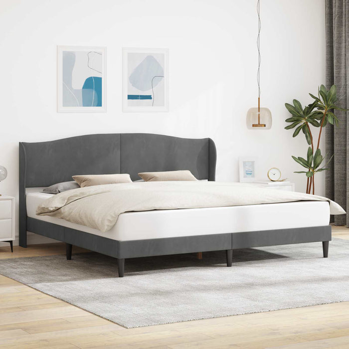 Cadru de pat cu headboard Gri închis 180 x 200 cm Catifea WALTI