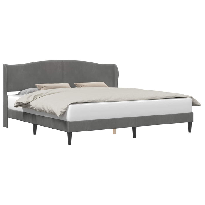 Cadru de pat cu headboard Gri închis 180 x 200 cm Catifea WALTI