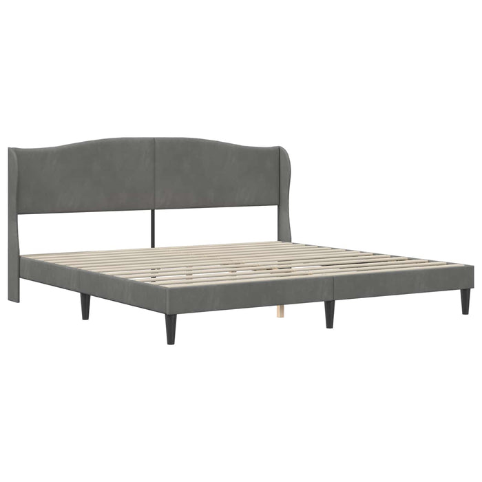 Cadru de pat cu headboard Gri închis 180 x 200 cm Catifea WALTI