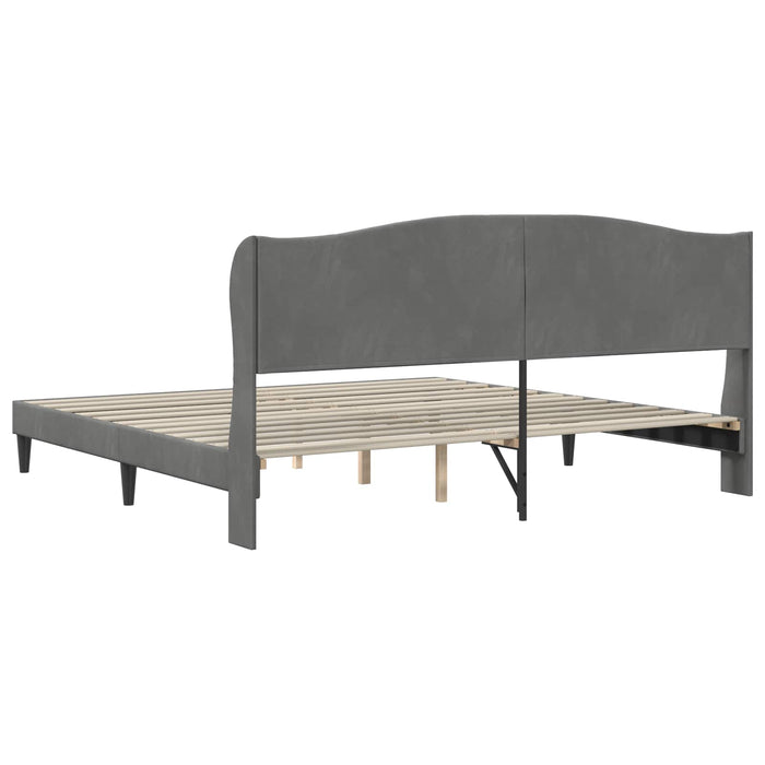 Cadru de pat cu headboard Gri închis 180 x 200 cm Catifea WALTI