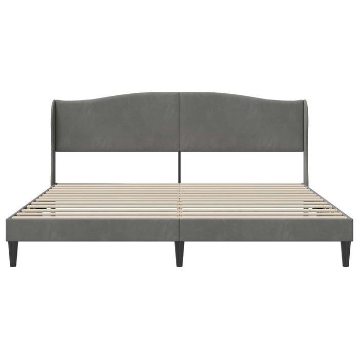 Cadru de pat cu headboard Gri închis 180 x 200 cm Catifea WALTI